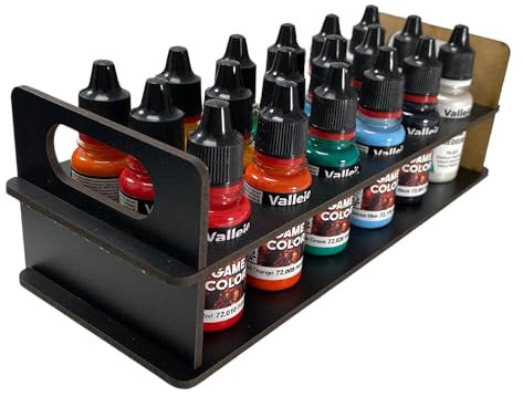 Silu Organisateur de peintures de modélisme 18 ml (Ø 25 mm) | Paint Station en bois laqué blanc | Montage facile, sans colle | Idéal pour les miniatures, le modélisme, W40k (B18)