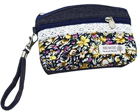 TOGEVAL Geldbörse kreditkartenhalter Credit Card Holder miniwallet Storage Pockets stofftaschen Bum Bag Kordelzug Fall klein für Frauen Münze Anzeige Wechseltaschen Karten Tasche Baumwolle