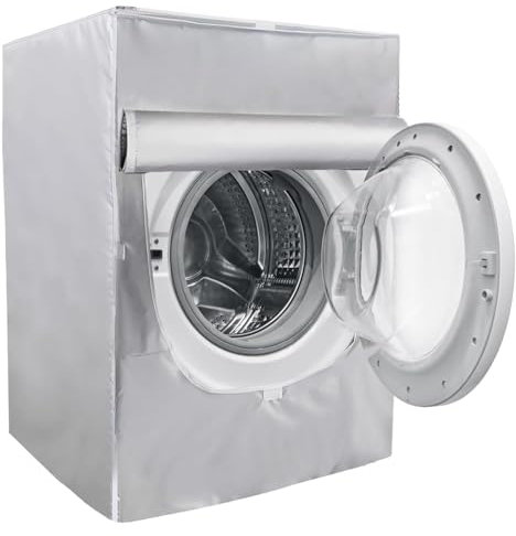 Coprilavatrice, 420D Oxford Telo Impermeabile Antipolvere e Antimacchia Anti Sunlight Protezione Esterni Interno Chiusura Apertura Anteriore, Lavatrice e Asciugatrice (Silver,60x50x85cm)