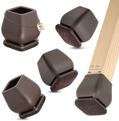 DHWGang 16 Pezzi Protezioni per Gambe di Sedie, Silicone con Feltro, Antiscivolo, Riduttori di Rumore, per Piedi di Sedia Oscillanti e Diritti, 20 mm - 26 mm
