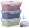 FORNORM Set de 3 Tazón Plegable de Silicona, Fiambrera de 550ml con Tapa Bento Box Fiambrera, Tazón Plegable Camping Recipientes de Almacenamiento de Alimentos para Microondas y Frigorífico
