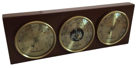 Wetterstation Thermometer Hygrometer Barometer Zifferblatt Typ Innen Außen Temperaturanzeige Holz Metall