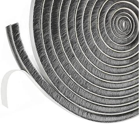 10m Bürstendichtung Selbstklebend, 9mm(B) X 23mm(D) Dichtungsbürste Zugluftstopper für Türen Fenster, Pinsel Wetterschutzband Dichtungsband Grau