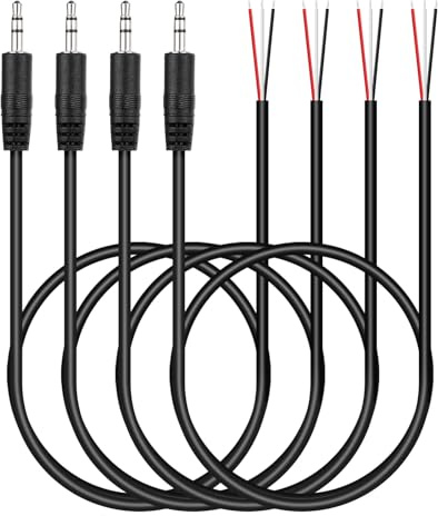 PATIKIL 3.3FT 3.5mm 1/7 Male Jack to Bare Wire Open End, 4PCS TRS 3 Pole | Stereo Plug Audio Cable for Speaker Headphone Headset Earphone Electric Guitar Bass Keyboard Amplifier, 3 Colors