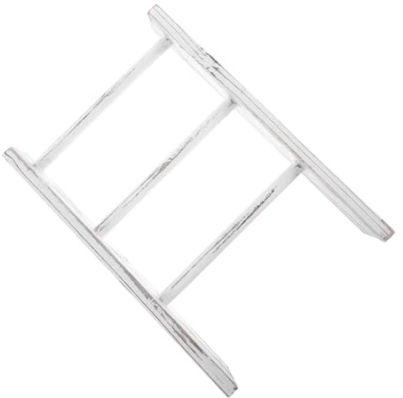 Mini Scaletta Portasciugamani Rustica in Legno Bianco per Bagno | Stile Farmhouse Minimalista, Multifunzionale Display Salvaspazio, Facile da Afferrare e Posare