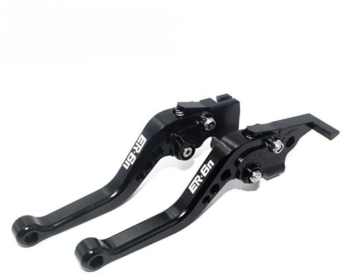 HTDCELERIX CNC Bremshebel Kupplungshebel Set Passend für Kawasaki ER-6n ER-6f 2006 2007 2008, 6-Fach Verstellbar, Kurz, Aluminium, Schwarz