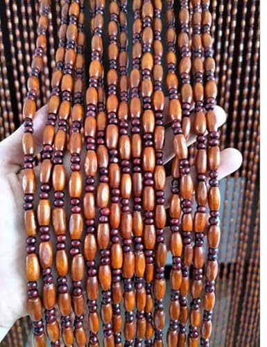 DJCYGG Rideau de Porte avec Perles en Bois à Suspendre,Rideaux de Décoration et Protection Contre Les Insectes,Séparateur de Pièce pour Fenêtre,Chambre,Salon,avec Accessoires (70cm x 190cm)