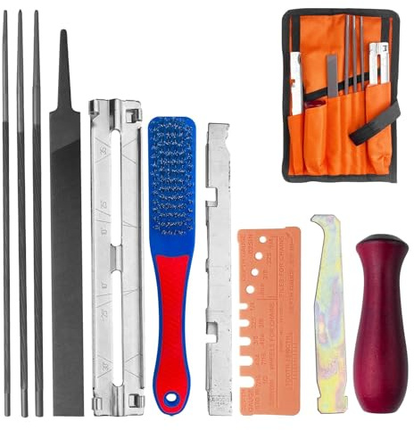 Ravytha 11 Pezzi Kit Affilatura Catena Motosega, Lima Tonda per Catena Motosega, Tondino per Affilare Catena Motosega, Affila Catena Motosega, Affilacoltelli Elettrico, per Affilatura Lama Motosega