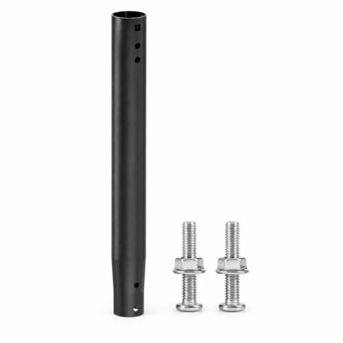 14 Inch Aerial Mast Extension Tube, Iron Antenna Pole Extender with 2 Mounting Holes, Dual-End 32 mm/35 mm Connector for Compatible Aerial Brackets, Outdoor Wall & Roof Mounts, Black