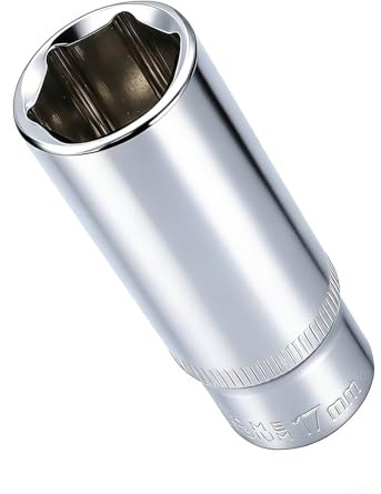 Youzzei 17mm Deep Socket 3/8 Drive 6 Point Square Drive Socket CR-V | Chrome Vanadium Steel 17mm Deep Metric Socket, 6-point Design, 3/8 Square Drive, For Auto Repair Mechanical Maintenance