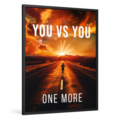 CLEAN SPORTS Motivationsposter YOU VS YOU – ONE MORE | Fitness Poster für Gym, Home Gym & Büro | Läufer, Jogger & Ausdauersportler | Ungerahmt
