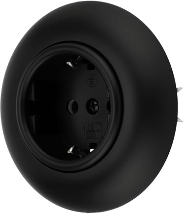 Unterputz Retro Steckdose, Steckklemme, All-in-One, Serie VX1 schwarz-matt