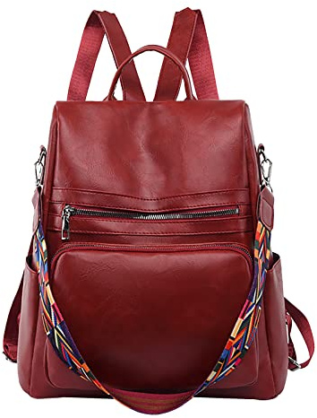 Generisch Schultasche Koreanischer Moderucksack für Damen mit großer Kapazität aus weichem (Red, One Size)