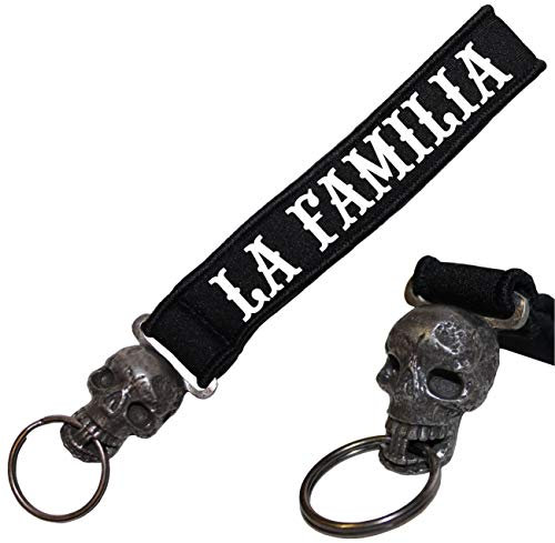Schädel Schlüsselanhänger La Familia Totenkopf gold white blood loca mc support