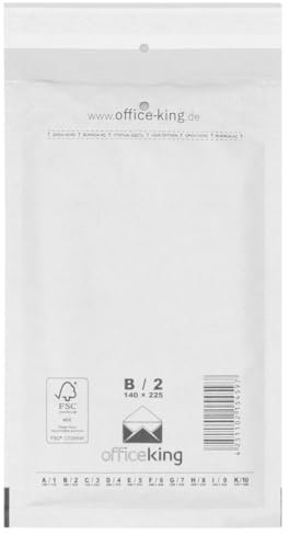 officeking 200 Luftpolsterversandtaschen Luftpolsterumschlag B2 weiß 140 x 225 mm DIN A6+ Luftpolster Verpackung Polsterumschläge Briefumschläge gepolstert Umschläge
