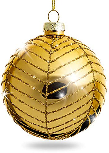 Sikora Highlights 4er Set ausgefallene Christbaumkugeln aus Glas Gold, Größe:8 cm, Farbe/Modell:Modell New York Gold