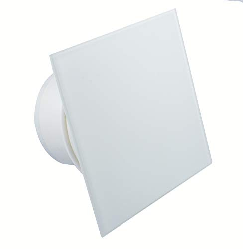 Ventilator/Lüfter Badlüfter mit integrierte Rückschlagklappe Glasfront stark 169 m³/h sehr leise 32 dB Kugellager Hergestellt EU (Weiss) (Weiss 169 m³/h)