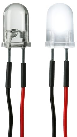 Lumetheus LED verkabelt 12 Volt 5mm Farbe weiß 10 Stück verkabelte weiße Leuchtdioden mit Kabel verlötet 12V Widerstand