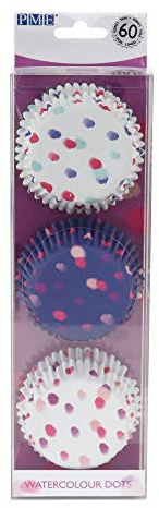 PME Watercolour Dots Foil Lined Cupcake Cases, Set/3, Pk/60