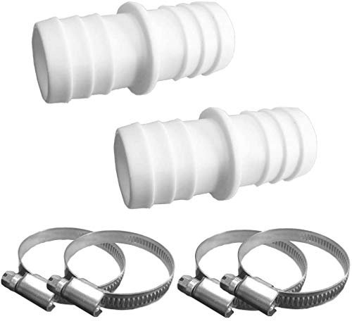 well2wellness 2 x Pool Schlauchverbinder gerippt 32-32mm / Schlauchadapter 32-32 mm Plus 4 Schlauchschellen
