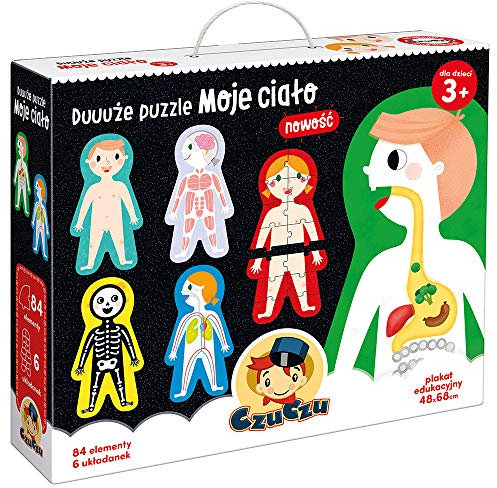 Czuczu Duuuże Puzzle Moje Ciało - Zestaw Edukacyjny 6 Układanek XXL i Plakat Dla Dzieci 3+