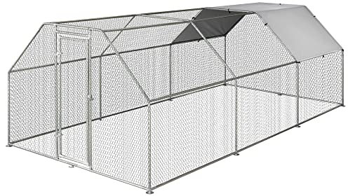 Pawhut Cage de clôture pour Poules en métal Porte avec Verrouillage et Couvercle Oxford