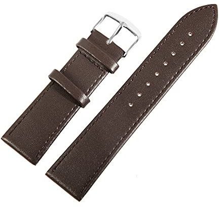 Excellanc-Uhrenarmband Ersatz aus Leder glatt Dornschließe Breite 10-26 mm (Stegbreite: 14 mm, dunkelgrau)