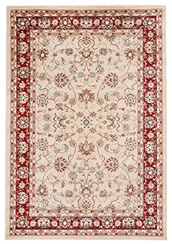 Carpeto Teppich Flur 60x100cm Creme Rot Klassisch Traditionell Weich Beige | Teppich für Eingangsbereich Küche Büro Wohnzimmer Schlafzimmer Beige Pflegeleicht Tierfreundlich Allergikerfreundlich Elegant