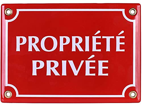 Sosenco Plaque emaillée PROPRIÉTÉ PRIVÉE 12x17 cm - Panneau Propriété Privée - Plaque Alarme - Panneau Signalétique Défense d'entrer - Rouge