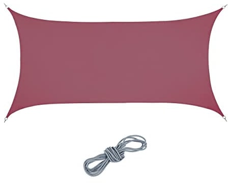 Relaxdays Tenda da Sole per Esterni Rettangolare, 2x4 m, Idrorepellente, Anti UV, Vela Terrazza e Giardino, Rosso Scuro