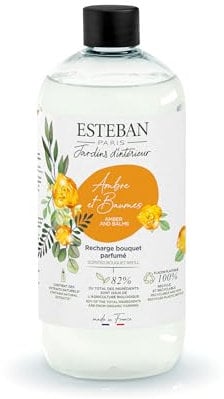 Esteban - 500 ml Duftnachfüllung - Duft Ambra und Balsame - Nachfüllung Für Duftbouquet oder Raumduftgerät - Innere Raffinesse - 6 Monate Duft - Pflanzlicher Alkohol - Flasche Recyclebar