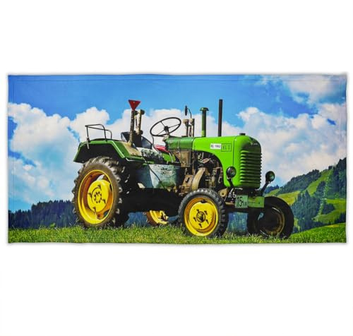 Zomer Strandtuch 70x140cm,Bedrucktes Mikrofaser Badetuch Frottee-Traktor,Trecker Wiese