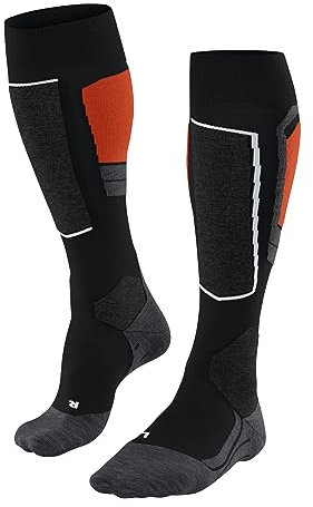 FALKE Damen Skisocken SK4 Advanced W Kh Wolle Funktionsmaterial warm dünn 1 Paar, Schwarz Black 3008-O, 37-38