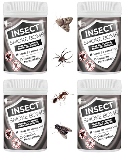 Insect Smoke Bomb 4 Pack - Fast-Acting Formula, Comprehensive Coverage, Non-Staining, for Home Use, Effective Against All Insects