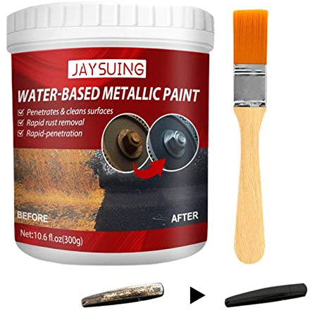 LINGJIONG 300g Metall Rostlöser Farbe | Rostumwandler Metallics-Lack Mit Bürste | Rostlöser Auf Wasserbasis | Rostschutz-Schutzbarriere Für Metall-Möbel-Mäher-LKW-Werkzeuge (300g)