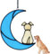 Buntglas Haustier Hund Gedenkgeschenke für Hundeliebhaber, ein weißer Hund Dekor auf blauem Mond Fensterbehang Sonnenfänger, Verlust des Hundes Sympathie Geschenk (weiß)