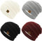 Durio Mütze Damen Winter Strickmütze Grobstrick Warme Beanie mit Innenfutter 4er Set A Einheitsgröße