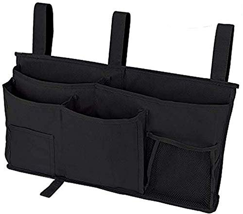 Busnos Betttasche Bett Caddy Organizer Tasche Etagenbett Schwarz Bettablage zum Einhängen Hängend Hochbett Zubehör Hängetasche Unter Kinder Hochbett Aufbewahrungstasche für Krankenhausbett Kinderbett