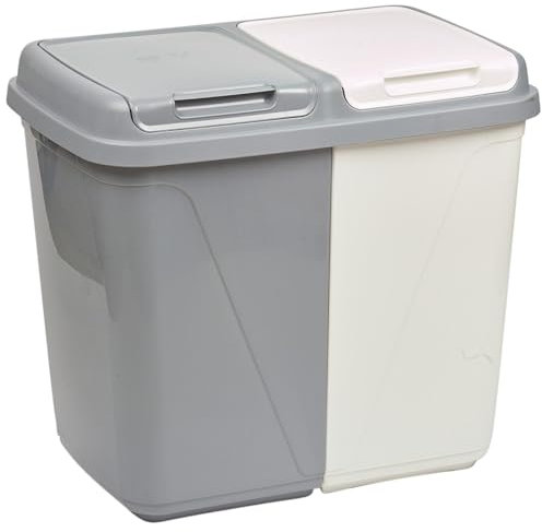 URBNLIVING 60L Double Kitchen Recycling Laundry Duo Bin Garbage Under Cabinet Trash Can (60L-Grey and White)