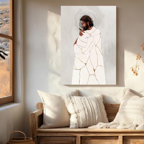 Fchen art He Binds Up The Broken Hearted Wall Art Print Painting Kintsugi Christ Wall Decor Jesus Christus Wall Art Poster Jesus Christus Art Kintsugi Art Yahushua Poster Painting
