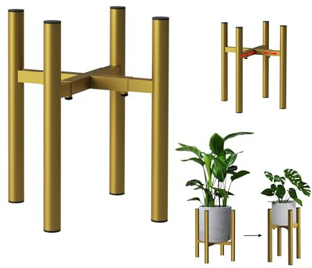DanDiBo Blumenhocker Verstellbar Metall Gold 30 cm Blumenständer 96474 Pflanzenständer Modern Pflanzenhocker Blumensäule