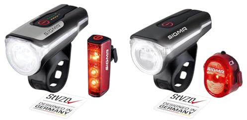 SIGMA SPORT - LED Fahrradlicht Set Aura 80 und Blaze & - LED Fahrradlicht Set Aura 60 und Nugget II | StVZO zugelassenes, akkubetriebenes Vorderlicht und Rücklicht
