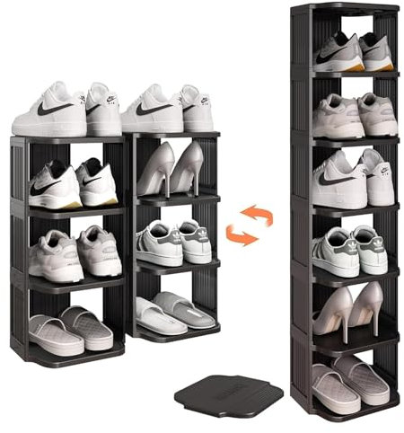 Kitstorack Shoe Rack, 7-Tier Shoe Storage Tall and Narrow Shoe Racks for Closet DIY Free Standing Shoe Organiser, Space Saving for Small Spaces, Entryway, Hallway