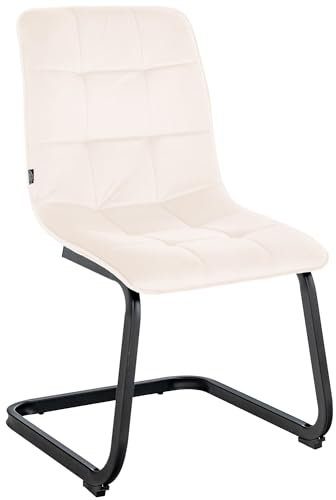 CLP Esszimmerstuhl Vermont I Mit Samt-Bezug I Gepolsterter Freischwinger-Stuhl, Farbe:Creme