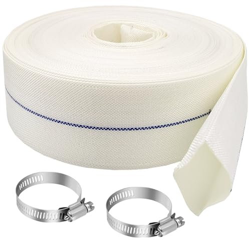 Tubo di scarico per piscina da 5,1 cm x 40,6 m, resistente, con 2 morsetti, resistente alle intemperie e agli scoppi, per trasferimento dell'acqua, pompa di pozzetto, filtro per piscina, scarico della