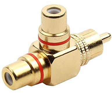 EVURU Chapado en Oro RCA Macho a 2 Hembra RCA Adaptador de divisores AV Video Audio t Enchufe RCA 3 Conector de Enchufe R