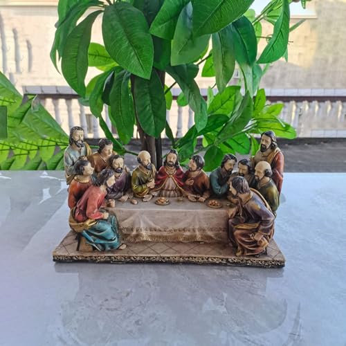 Pevfeciy Jesus Figur Christliche deko Skulptur - letzte Abendmahl 30cm/1.35kg Weihnachtsfigur Handbemalten aus Harz Weihnachtsdekoration Geschenkidee - Tischdekoration,Natural