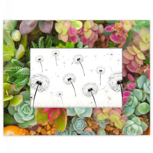 Bilderrahmen mit Sukkulenten, 12,7 x 17,8 cm, passend für 16,7 x 11,6 cm große Fotos, tropische Sukkulenten, Holzrahmen, Desktop oder Wand, Heimdekoration, Bilderrahmen
