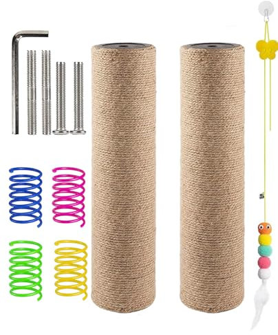 BNOSDM 2 Pcs M8 Cat Scratching Post Replacement Poles 11.8 x 2.75 in Cat Tree Tower Scratch Ropes Refill Sisal Pole Part for Refurbishment Hemp Grey