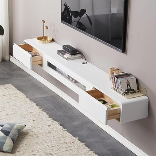 MREGLHUI Mobile TV da Parete Ribalta Mensola Porta TV Armadietto Pensile da Soggiorno Camera da Letto Mobili TV Stand TV E Centri Multimedial per Soggiorno O Sala di Ricevimento,Bianca,55in